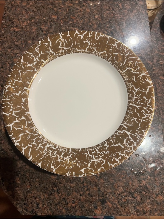 Other - Crate  & Barrel Pattern CBL87 Gold Sponge Rim 10" plates 8 plates, holiday